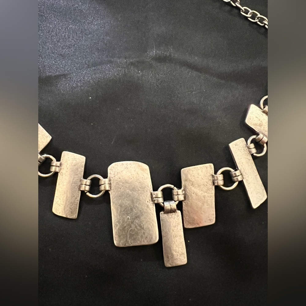 Rectangular Charm Turkish (?) Silver Necklace - image 2